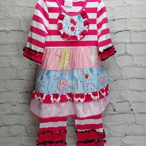 'MEXUEER' RUFFLE EMPIRE~WAIST TUNIC & LEGGINGS OUTFIT